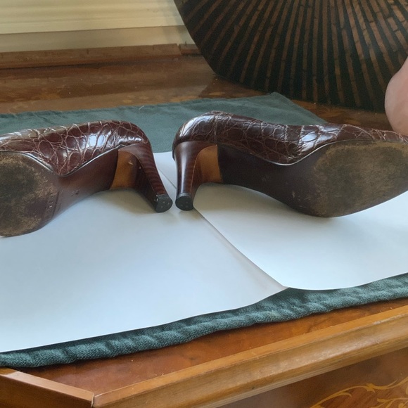 ‼️OFFERS Vintage Genuine Alligator Skin Heels Petra Italy 4.5 HTF Burgundy - Picture 16 of 16